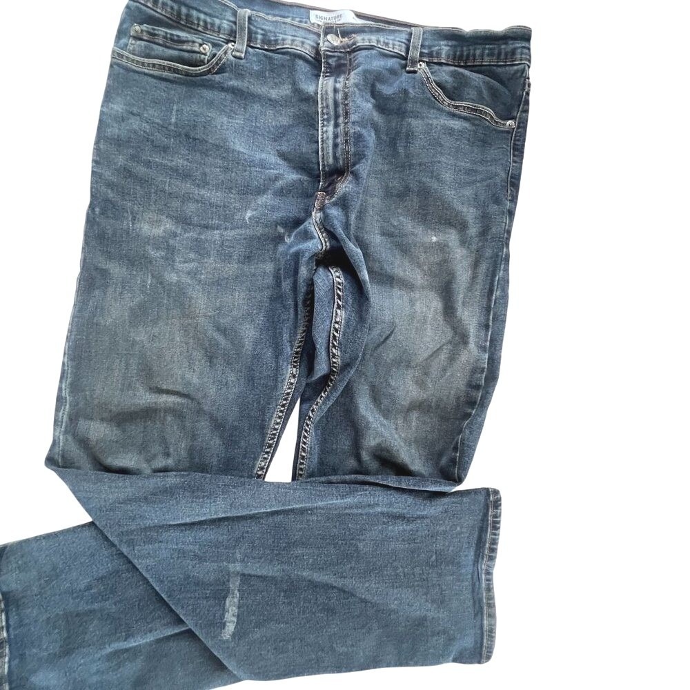 Mens Levi Strauss & Co. Signature 38x32 Slim Fit Jeans Dark‎ Wash Denim